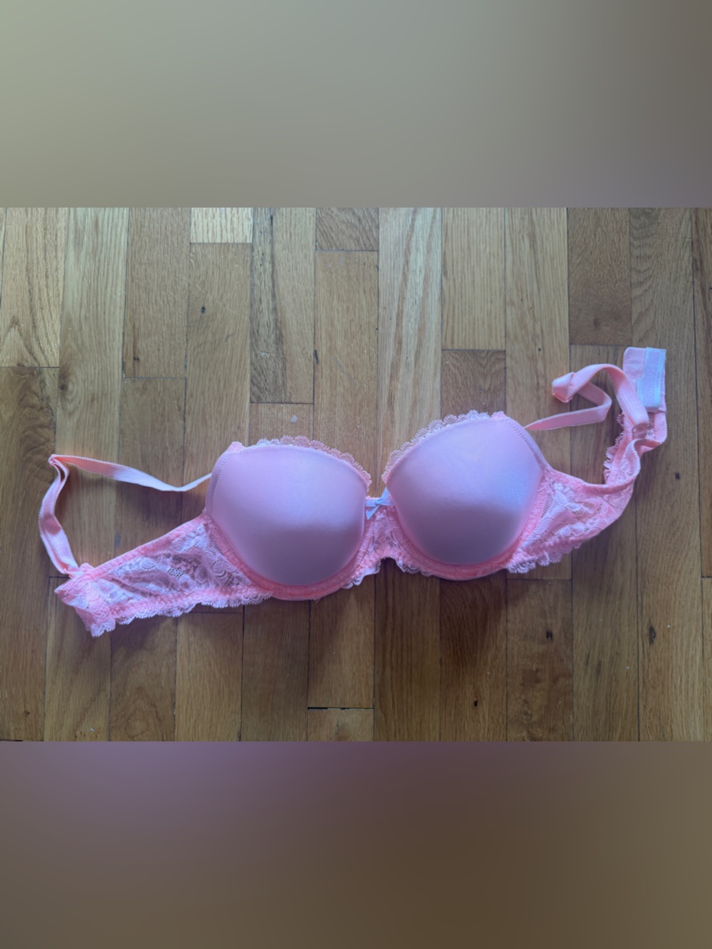 Victoria’s Secret Dream Angels Lined Demi Lace Bra Neon Pink 36C
